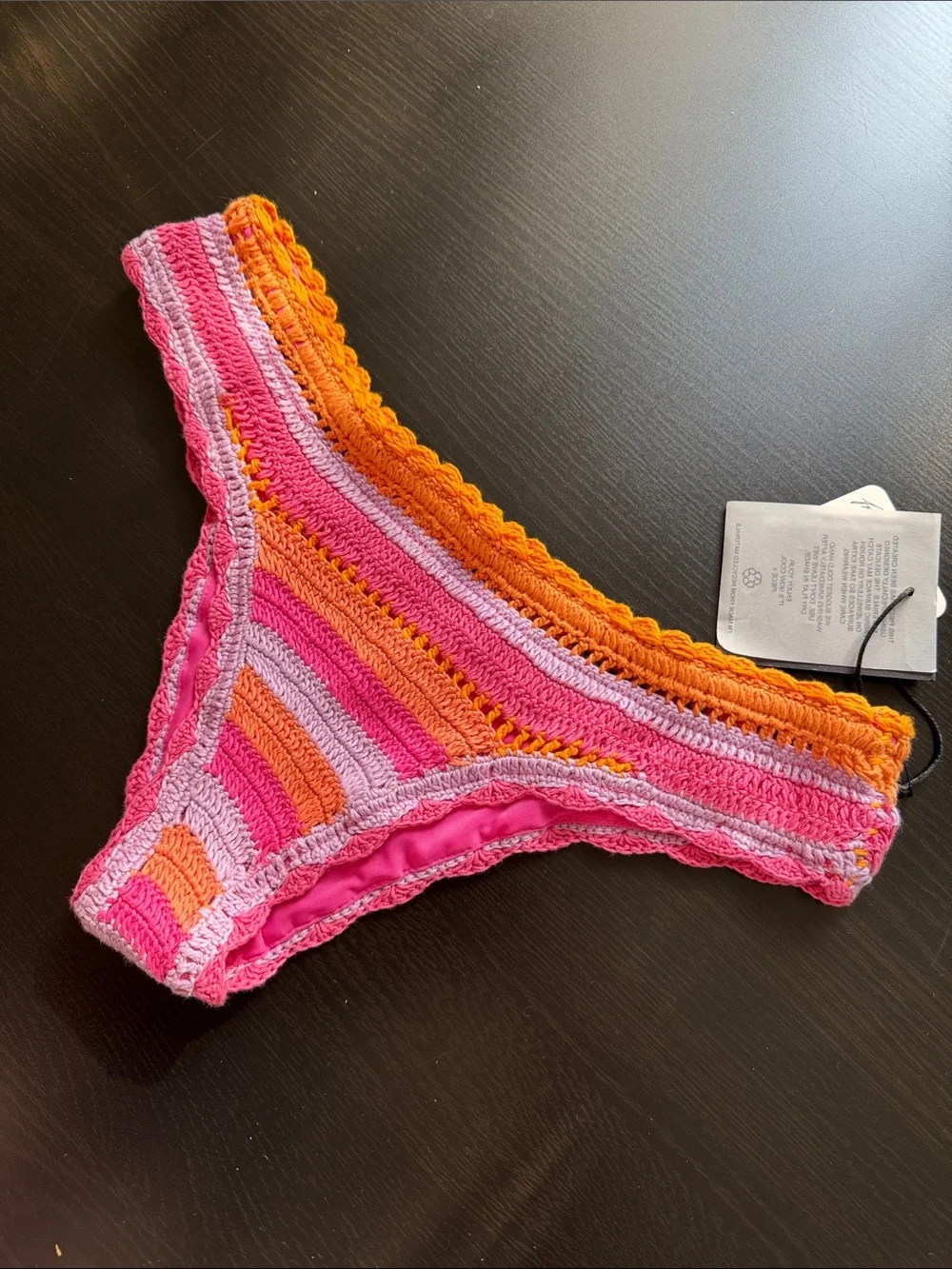 Free People It's Now Cool the Crochet Frill Pink Bikini Top & Bottom Size S/M